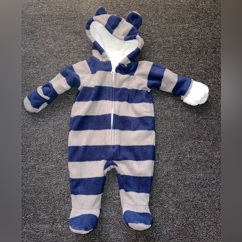 Warm infant snow suit.